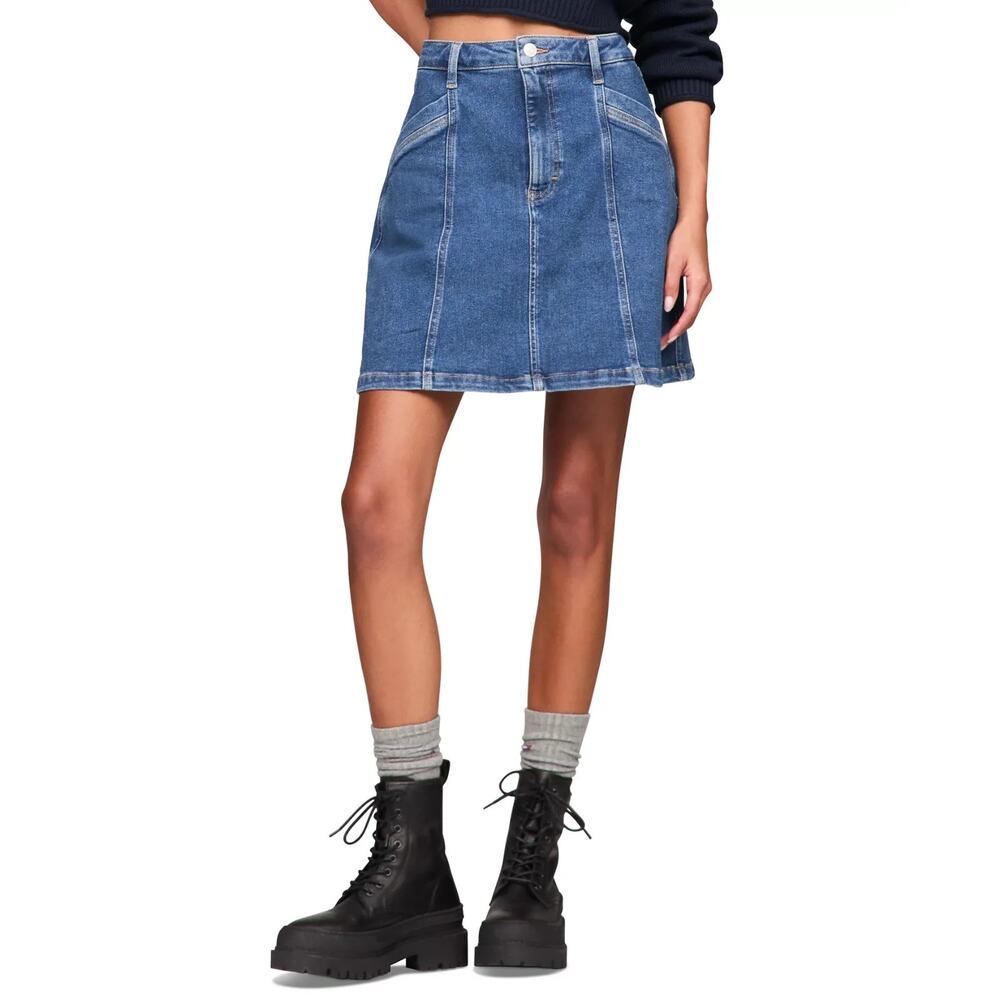 Tommy Jeans Women's A-Line Seam-Detail Denim Skirt Blue Size 32 0698